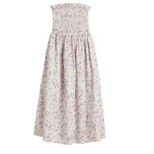 H&M Floral Smocked Strapless Dress‎ in Lavender , Size L